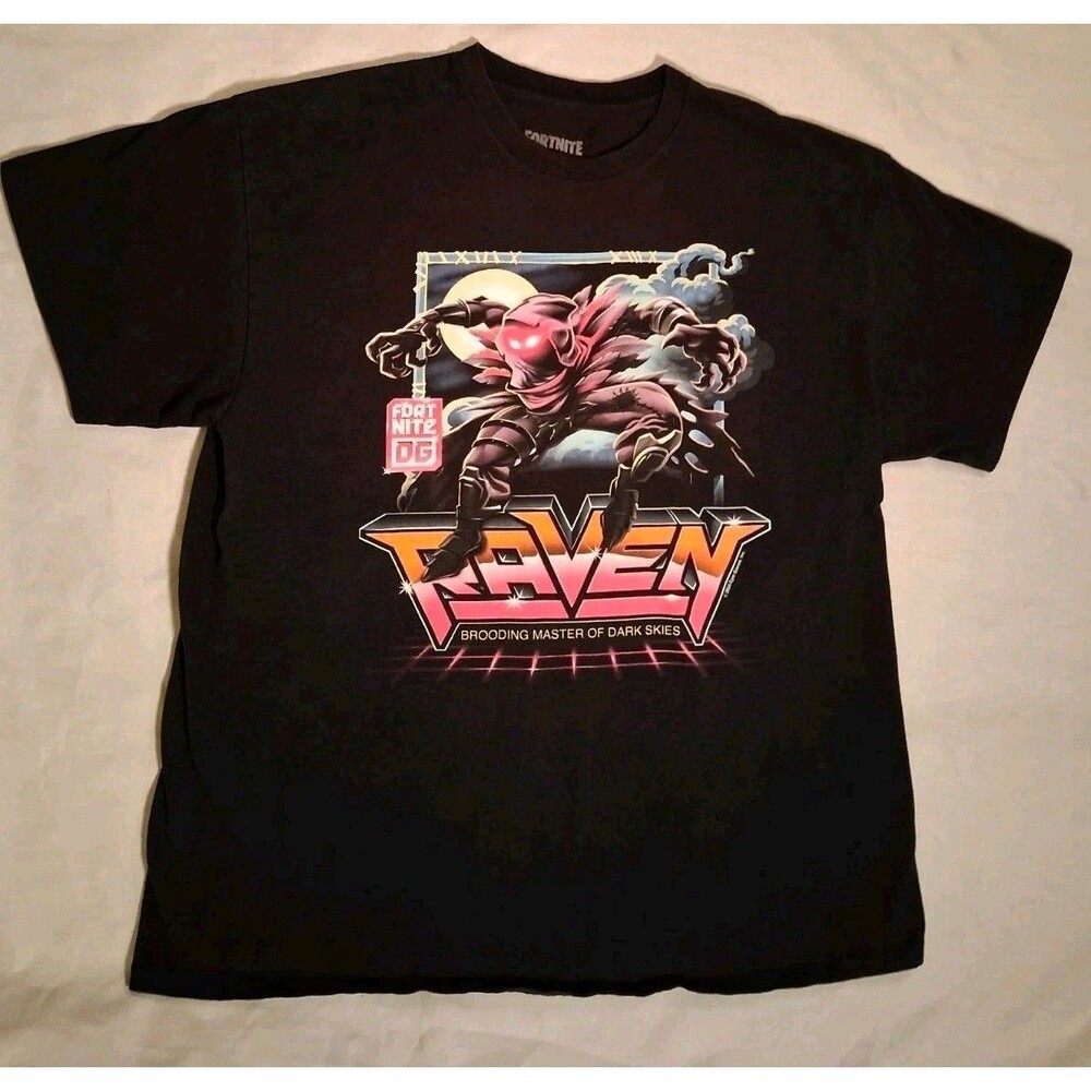 Fortnite Shirt Men's Raven OG Brooding Master of Dark Skies Black Size Large